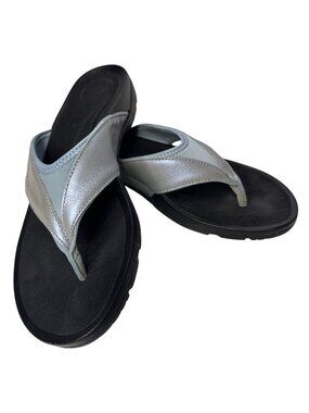 ABEO Balboa Metallic Silver Orthotic Flip Flop Sandals Size 9